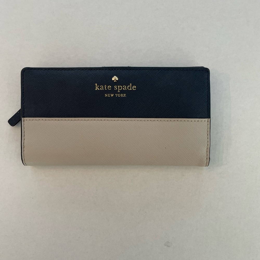 Kate spade blue and tan wallet